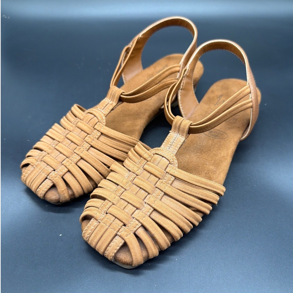 Impo Raeanne Tan Stretch Elastic Woven Wedge Sandals Womens 6.5M 6109284